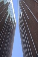 low angle view of two parallel modern facades at sky in germany in hamburg