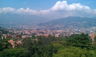 city in green mountain valley, colombia, medellÃ­n