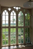 arched victorian window in house