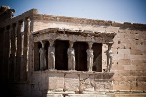Ancient Caryatids statues in Greece