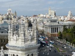 ornate rooftop in city, spain, madrid