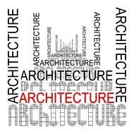 architecture, word cloud with drawing elements