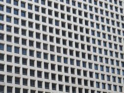facade of office building with square windows, usa, dallas, texas