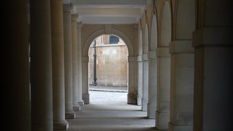 stone columns in archway