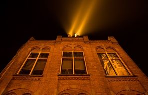 Night house facade spots lights