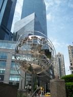 steel globe in city at Trump Tower, usa, manhattan, nyc