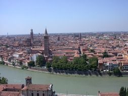 red roofs of old city, italy, verona