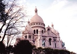 The Basilica of the Sacred Heart at white clouds, france, paris