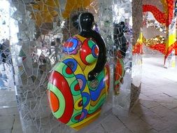 pregnant woman, colorful mosaic figure, modern art object