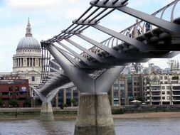 millenium bridge, walkway at st paulâs cathedral, uk, england, london