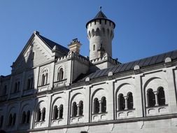 tower of neuschwanstein castle at sky, germany, allgÃ¤u