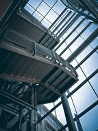 bottom view of metal staircase in building, germany, düsseldorf