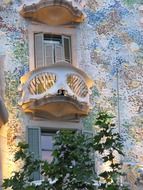 small ornate balcony of gaudÃ­ building, spain, barcelona