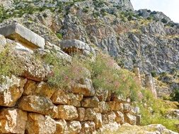 ancient ruins roman rock wall