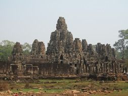 bayon, ancient temple ruin, cambodia, angkor thom