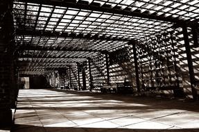 benches in promenade under shed