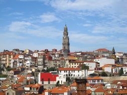 Clérigos tower above old city, portugal, porto