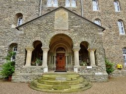 porch of medieval abbey, luxembourg, clervaux