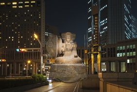 Floating buddha Tokyo at night