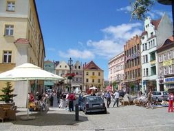 street market in old town on square, poland, zary