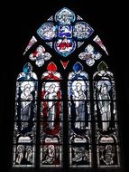 colorful stained glass window of cathedral, germany, fritzlar