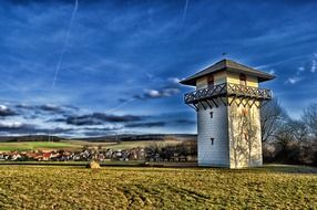 old tower at field in countryside, germany