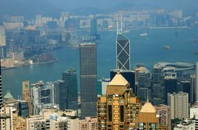 cityscape of skyscrapers in Hong Kong