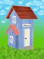 small wooden building, colorful illustration