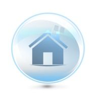 clipart,picture of a house in a blue bubble
