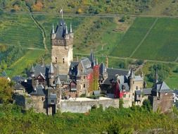 Top view to a castle among colorful nature in Germany