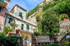 villa in garden at rock, italy, cinque terre, amalfi coast