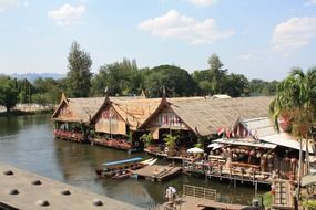 restaurants in traditional floating buildings, thailand