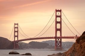 golden gate bridge in sunset sky