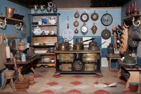 antique dishes and kitchen` appliances