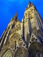 Cathedral of Our Lady towers at evening sky, france, bayeux