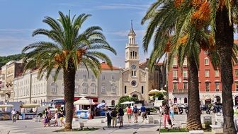 people on square in old town, croatia, split