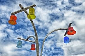 bright colored street lanterns at sky, austria, vienna