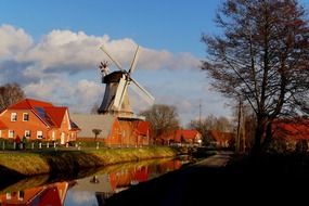 Scenic windmill in Netherlands