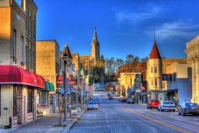 picturesque old downtown, usa, washington, wisconsin