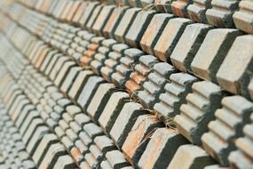 rows of stones in perspective, wall texture