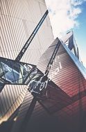 Lee-Chin Crystal by architect Daniel Libeskind, Museum of art, fragment of facade at sky, canada, toronto