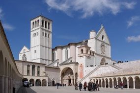 people at roman catholic basilica of Saint Francis in italy, assisi