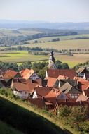 village landscape red roofs house