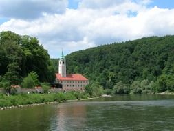 weltenburg abbey at Danube river in summer landscape, germany, bavaria