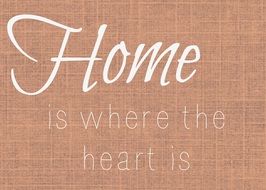 home, retro style white lettering on brown background