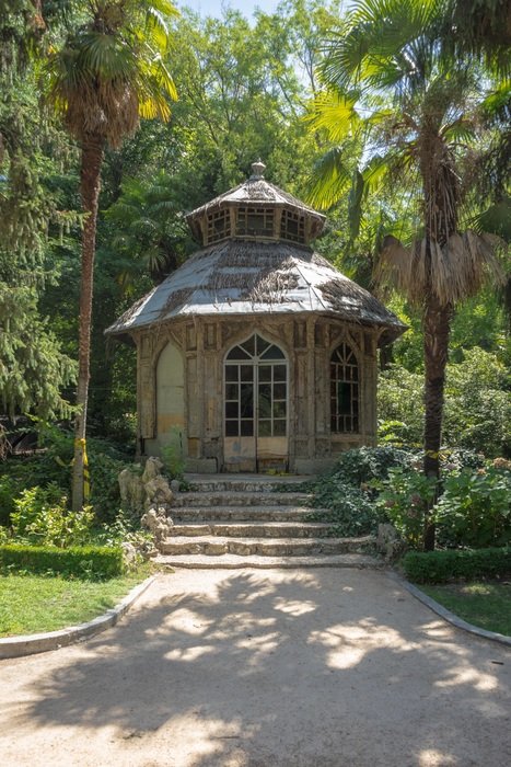 wooden hut in the rainforest