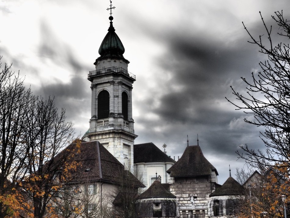 cathedral of saint urs in the autumn season