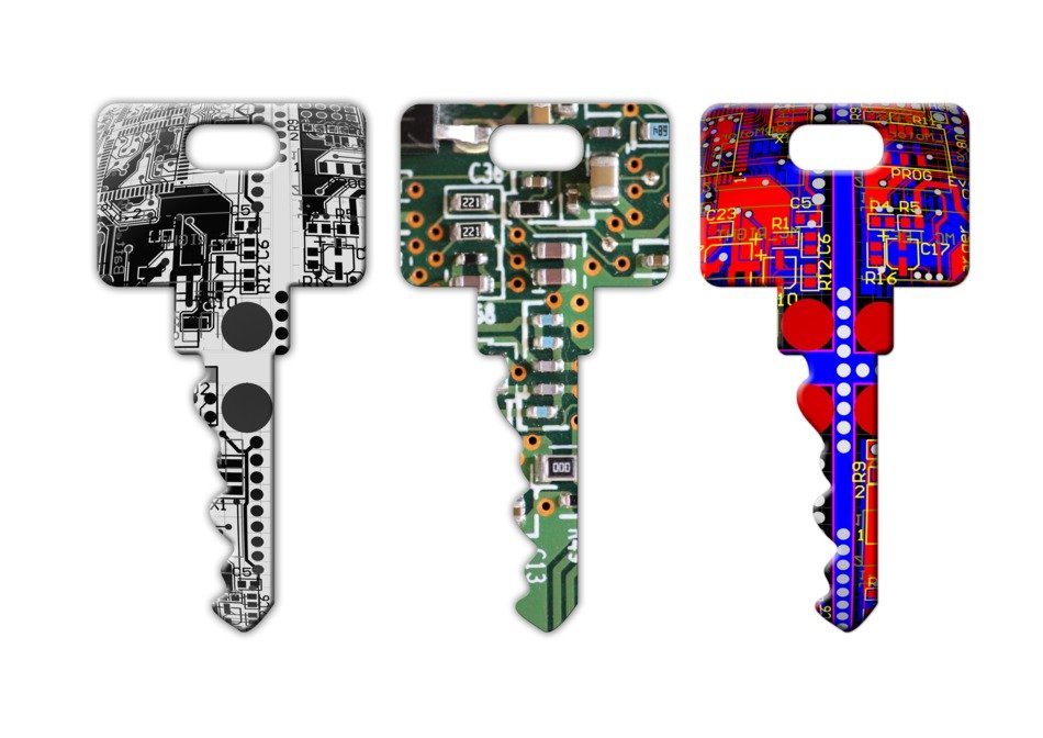 Colorful data keys at white background