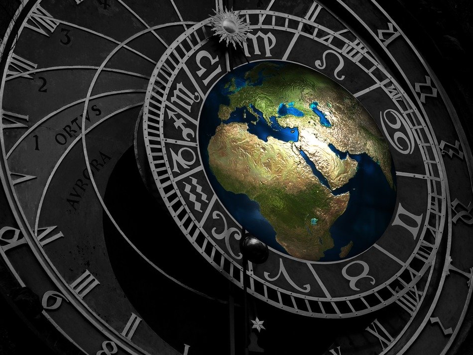 earth globe in astronomical clocks