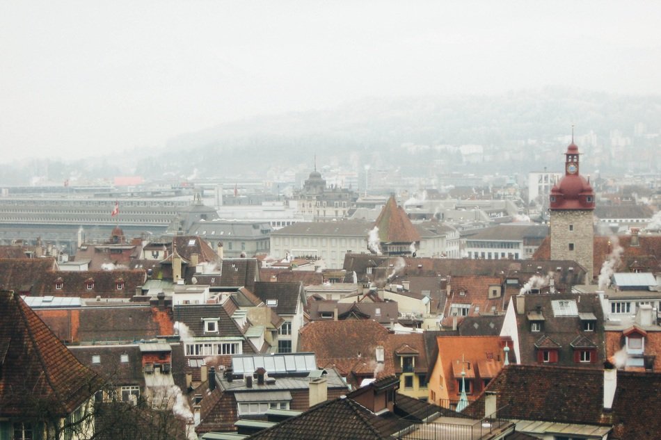 top view of old city, Lucerne, switzerland